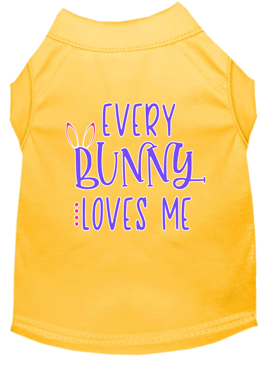 Every Bunny Loves me Screen Print Dog Shirt Yellow XL